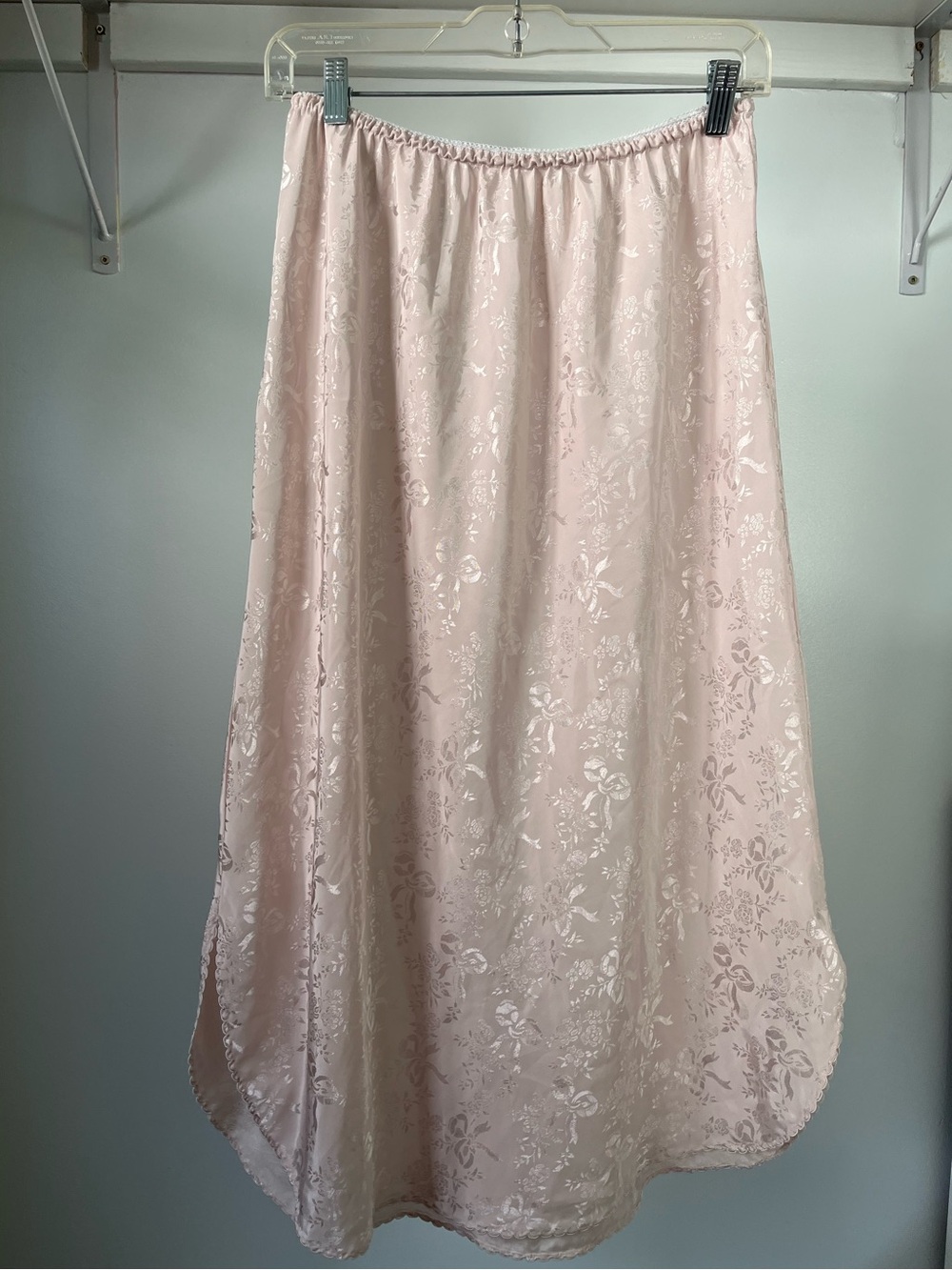 Vintage Linda Lingerie Coquette Satin Midi Slip Skirt Size L